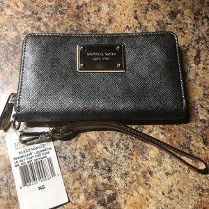 🔴TODAY ONLY🔴Michael Kors Metallic Gunmetal Logo Phone Case/Wallet